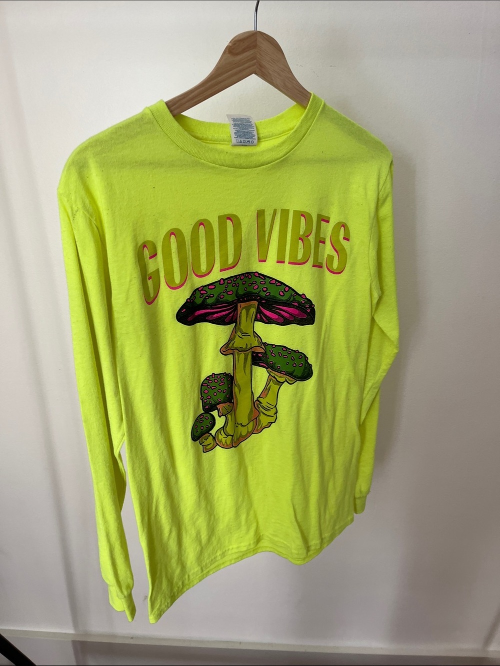 Good Vibes Neon Yellow Graphic Long Sleeve Tee